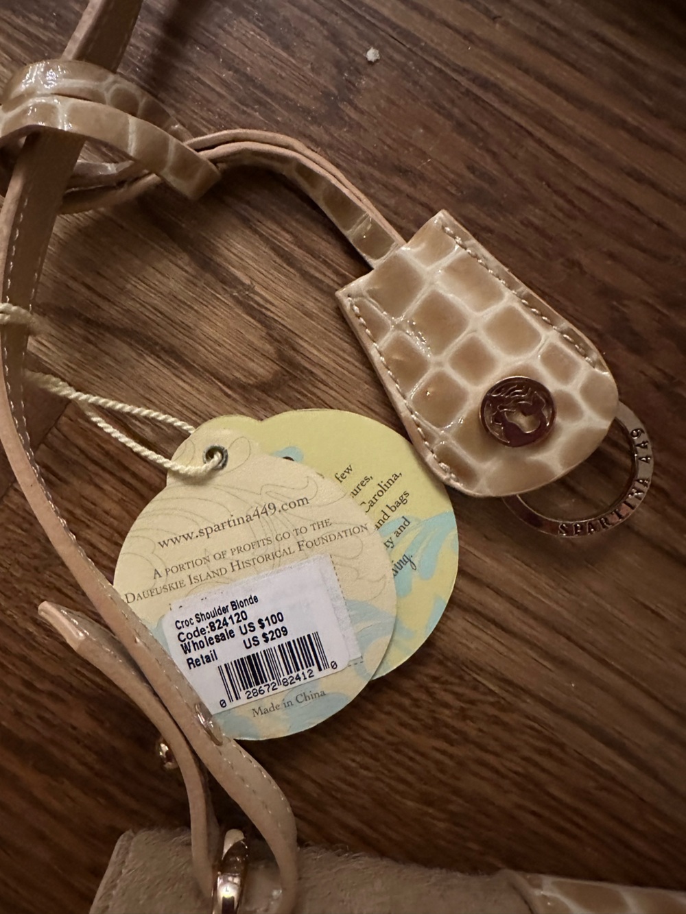 NWT Spartina 449 Blonde calf hair Croc-Embossed Flap Shoulder Bag with key chain - Picture 10 of 15